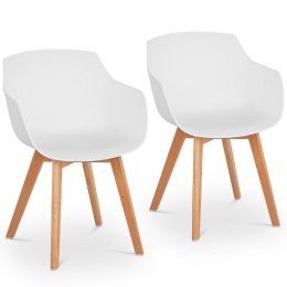 Krzesło kubełkowe skandynawskie plastikowe z drewnianymi nogami do 150 kg 2 szt. białe FROMM&STARCK