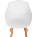 Krzesło kubełkowe skandynawskie plastikowe z drewnianymi nogami do 150 kg 2 szt. białe FROMM&amp;STARCK