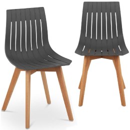 Krzesło plastikowe z drewnianymi nogami do domu gabinetu do 150 kg 2 szt. szare FROMM&amp;STARCK