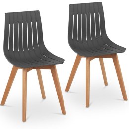 Krzesło plastikowe z drewnianymi nogami do domu gabinetu do 150 kg 2 szt. szare FROMM&STARCK