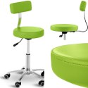Krzesło taboret hoker kosmetyczny z oparciem na kółkach do 150 kg TERNI zielony Physa