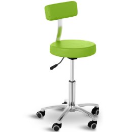 Krzesło taboret hoker kosmetyczny z oparciem na kółkach do 150 kg TERNI zielony Physa
