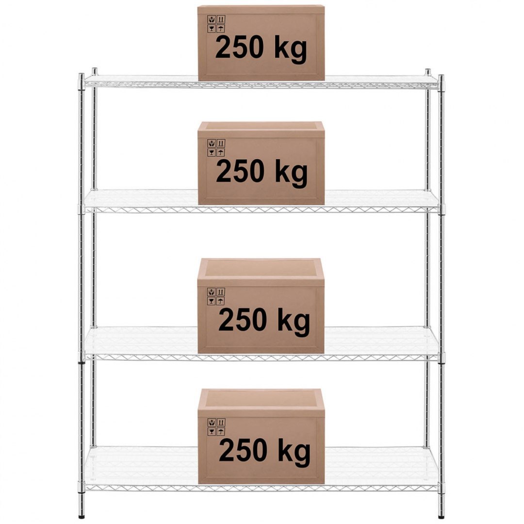 Regał magazynowy ażurowy 4 półki + 4 maty do 1 t 1000 kg 150x60x180 cm Royal Catering Regał magazynowy ażurowy 4 półki + 4 maty do 1 t 1000 kg 150x60x180 cm Royal Catering