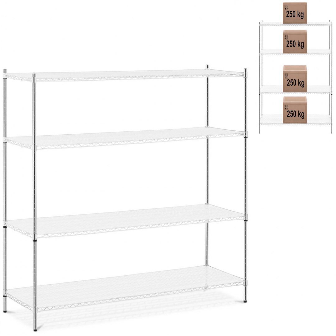 Regał magazynowy ażurowy 4 półki + 4 maty do 1 t 1000 kg 180x60x180 cm Royal Catering Regał magazynowy ażurowy 4 półki + 4 maty do 1 t 1000 kg 180x60x180 cm Royal Catering