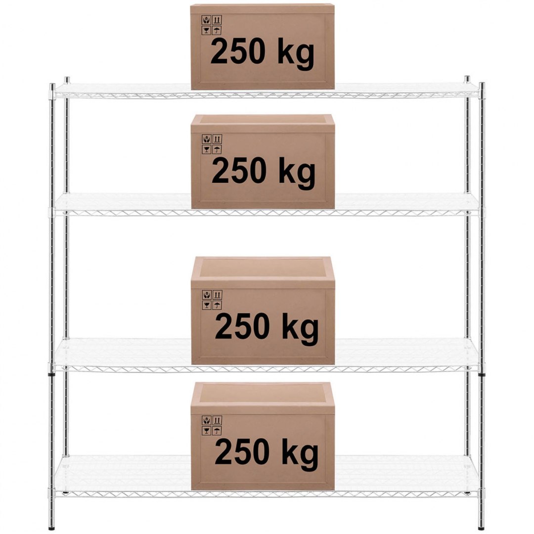Regał magazynowy ażurowy 4 półki + 4 maty do 1 t 1000 kg 180x60x180 cm Royal Catering Regał magazynowy ażurowy 4 półki + 4 maty do 1 t 1000 kg 180x60x180 cm Royal Catering