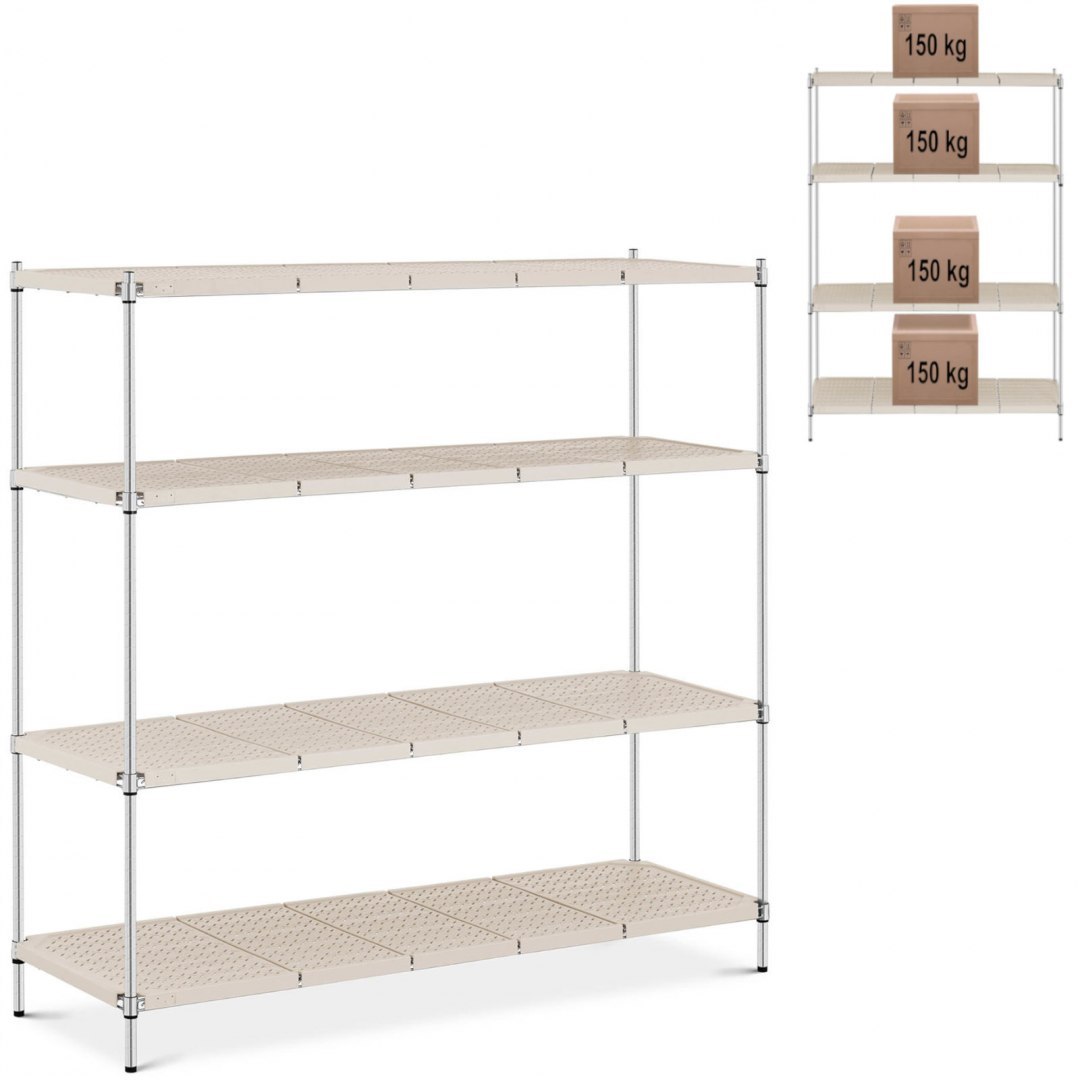 Regał magazynowy ażurowy 4 półki z nakładkami do 600 kg 180x60x180 cm Royal Catering Regał magazynowy ażurowy 4 półki z nakładkami do 600 kg 180x60x180 cm Royal Catering