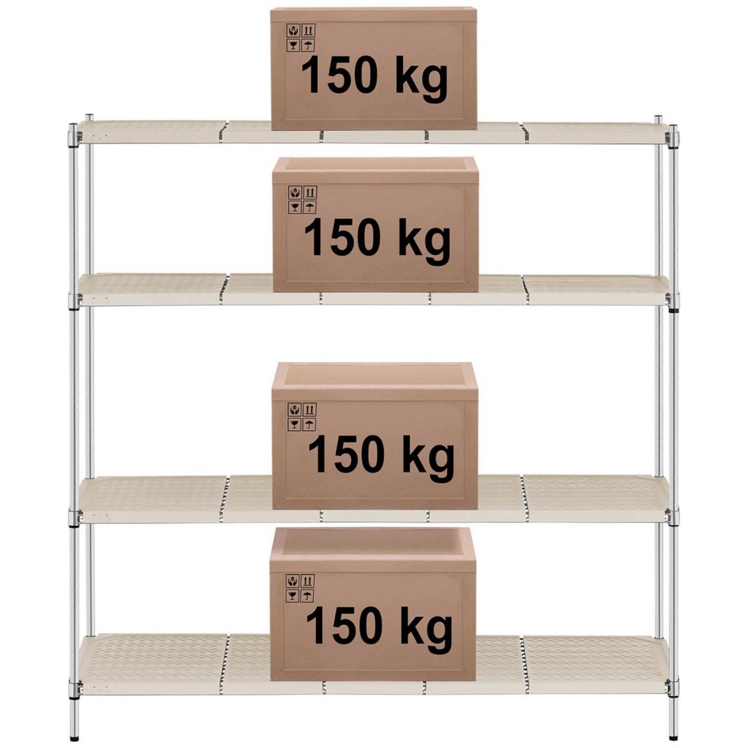 Regał magazynowy ażurowy 4 półki z nakładkami do 600 kg 180x60x180 cm Royal Catering Regał magazynowy ażurowy 4 półki z nakładkami do 600 kg 180x60x180 cm Royal Catering