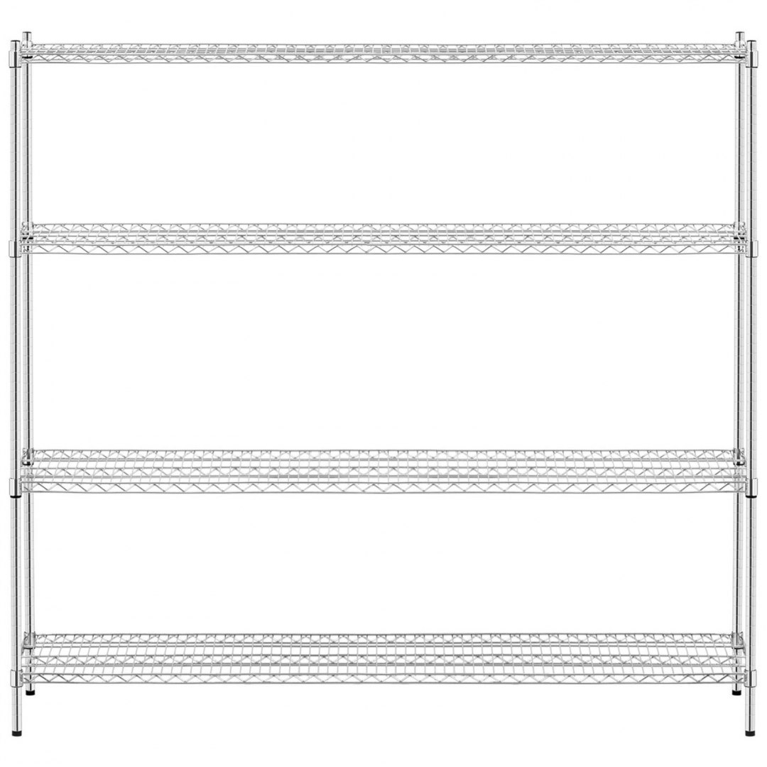 Regał magazynowy chromowany 4 półki ażurowe do 1 t 1000 kg 180x45x180 cm Royal Catering Regał magazynowy chromowany 4 półki ażurowe do 1 t 1000 kg 180x45x180 cm Royal Catering