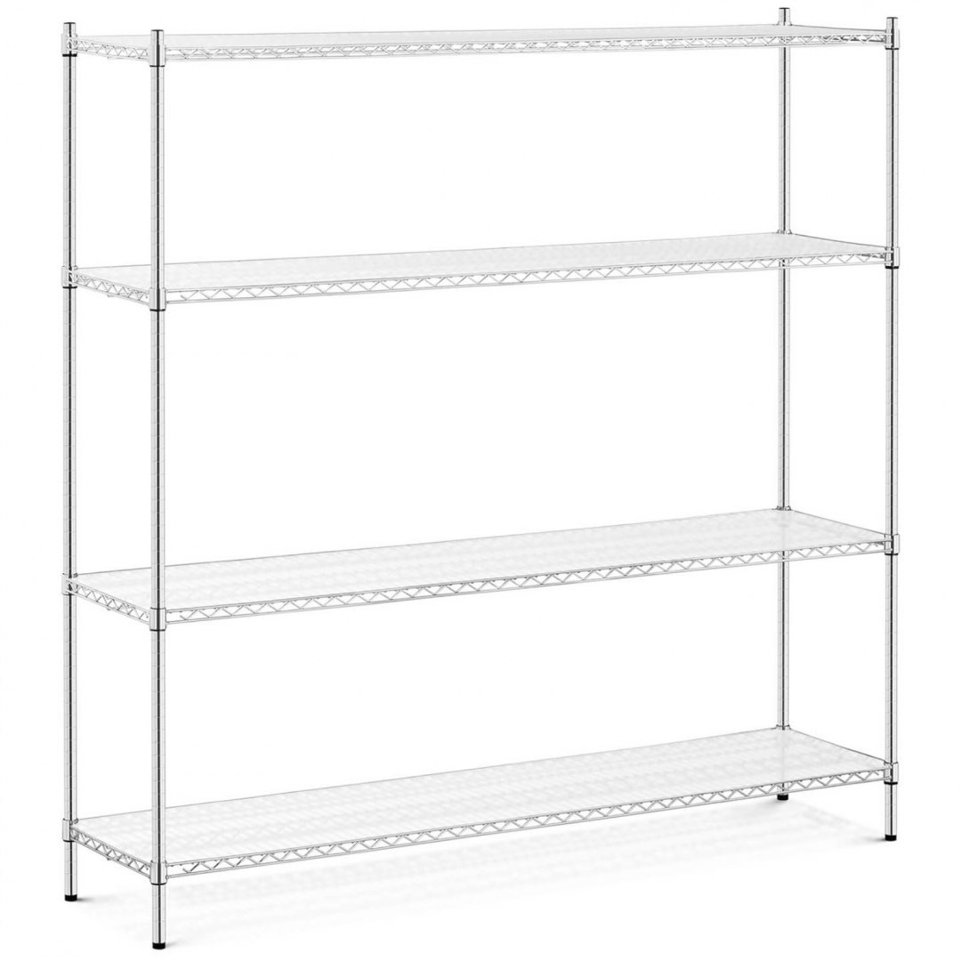 Regał magazynowy chromowany ażurowy 4 półki + 4 maty do 1 t 1000 kg 180x45x180 cm Royal Catering Regał magazynowy chromowany ażurowy 4 półki + 4 maty do 1 t 1000 kg 180x45x180 cm Royal Catering