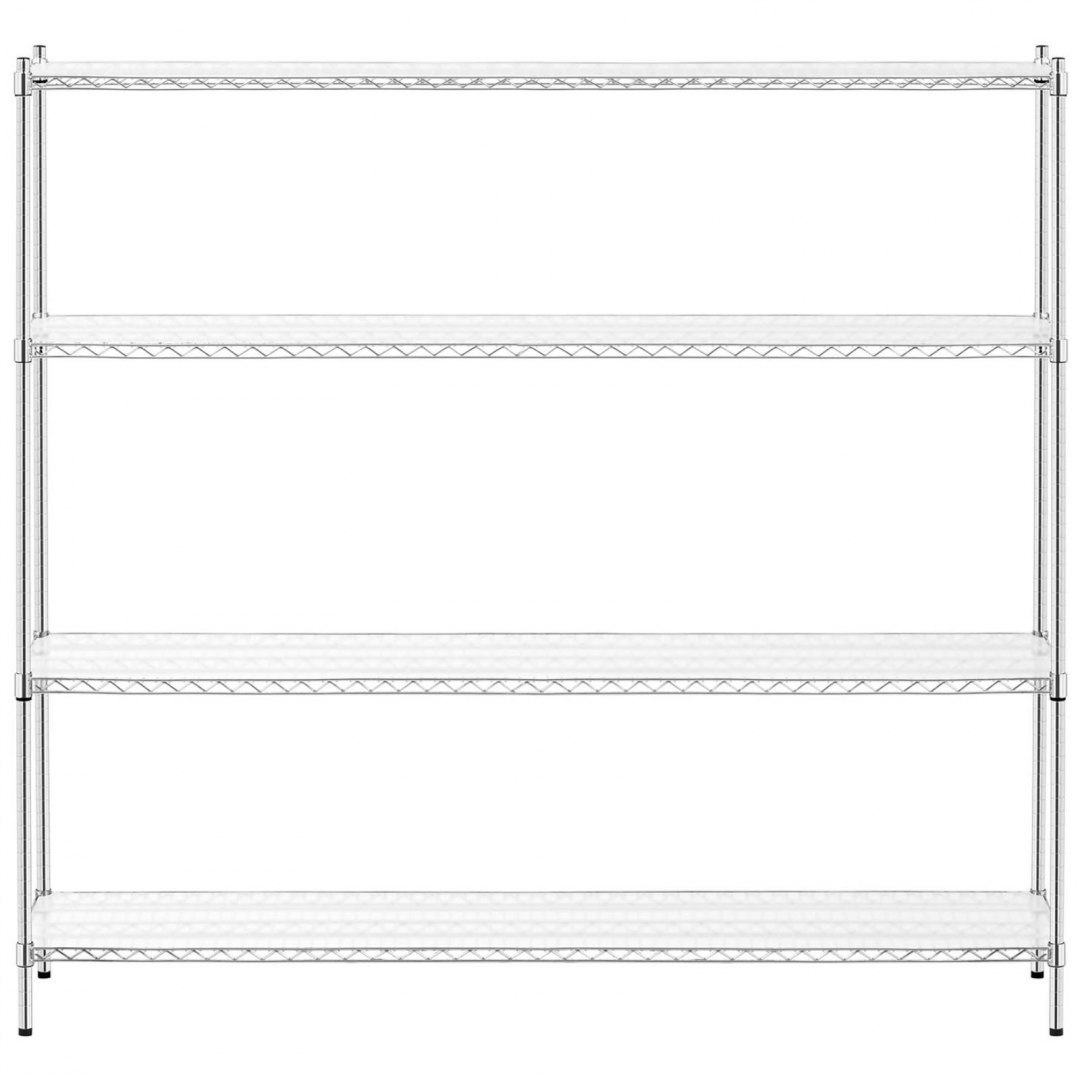 Regał magazynowy chromowany ażurowy 4 półki + 4 maty do 1 t 1000 kg 180x45x180 cm Royal Catering Regał magazynowy chromowany ażurowy 4 półki + 4 maty do 1 t 1000 kg 180x45x180 cm Royal Catering