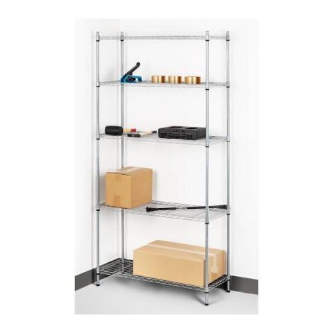 Regał magazynowy druciany ażurowy kolor szary 180x90x35cm do 150kg Royal Catering Regał magazynowy druciany ażurowy kolor szary 180x90x35cm do 150kg Royal Catering