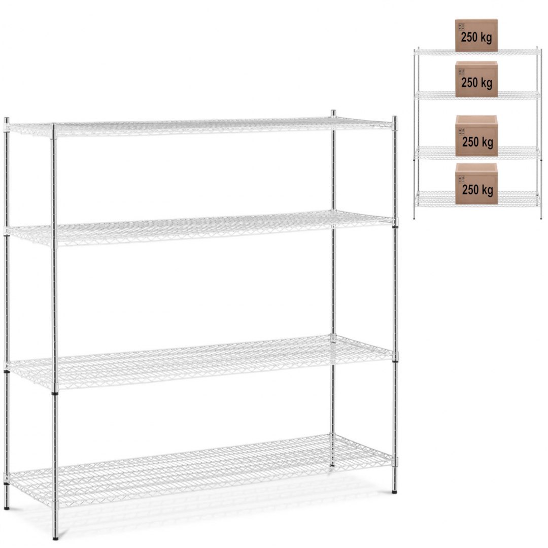Regał metalowy magazynowy 4 półki ażurowe do 1 t 1000 kg 180x59x180 cm Royal Catering Regał metalowy magazynowy 4 półki ażurowe do 1 t 1000 kg 180x59x180 cm Royal Catering
