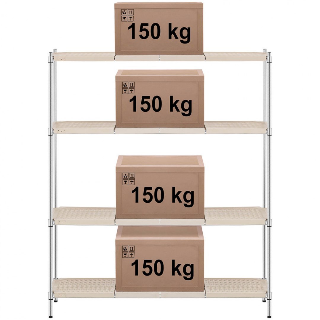 Regał metalowy magazynowy 4 półki ażurowe z nakładkami do 600 kg 150x45x180 cm Royal Catering Regał metalowy magazynowy 4 półki ażurowe z nakładkami do 600 kg 150x45x180 cm Royal Catering