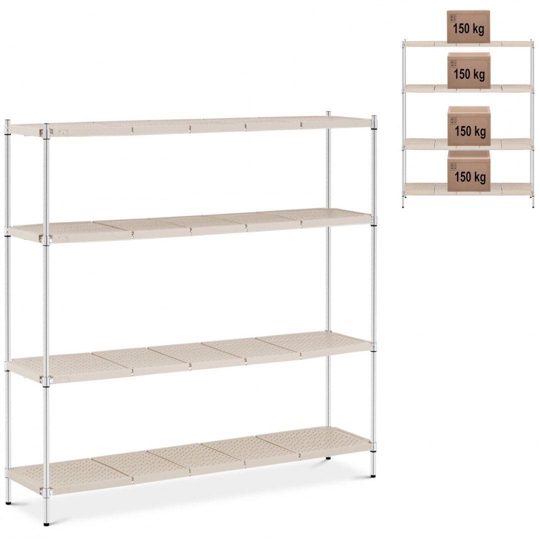 Regał metalowy magazynowy 4 półki ażurowe z nakładkami do 600 kg 180x45x180 cm Royal Catering Regał metalowy magazynowy 4 półki ażurowe z nakładkami do 600 kg 180x45x180 cm Royal Catering