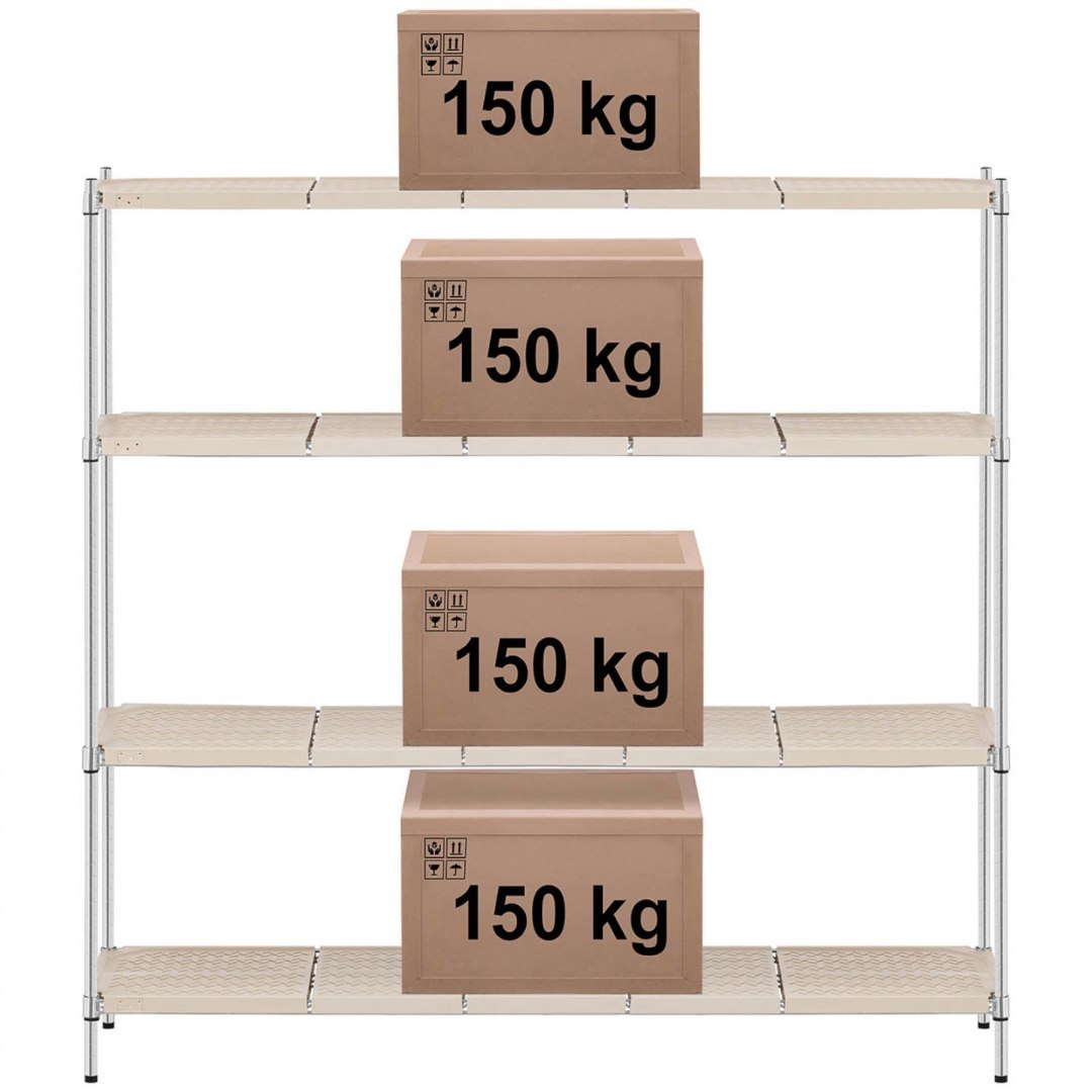 Regał metalowy magazynowy 4 półki ażurowe z nakładkami do 600 kg 180x45x180 cm Royal Catering Regał metalowy magazynowy 4 półki ażurowe z nakładkami do 600 kg 180x45x180 cm Royal Catering