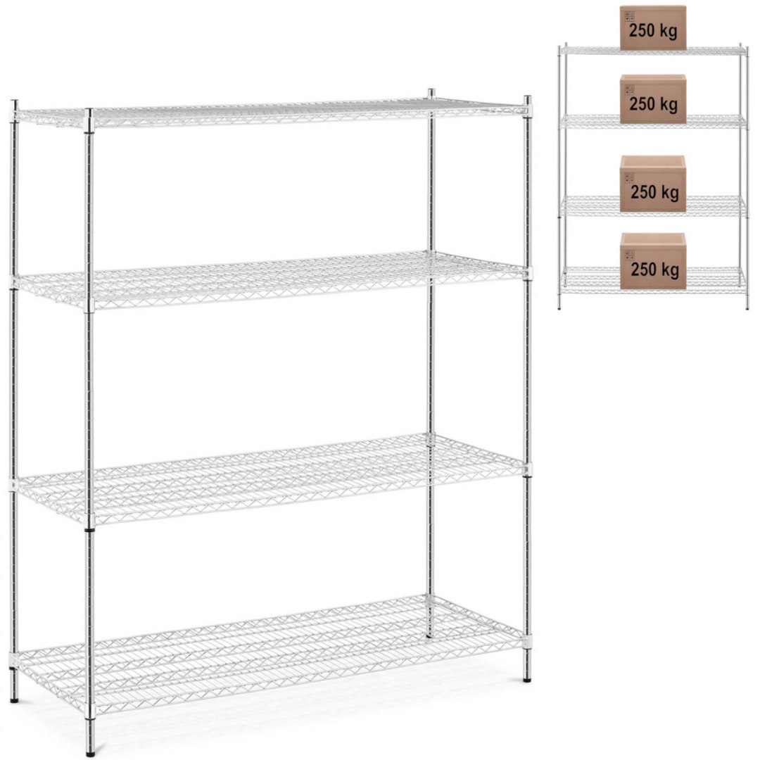 Regał metalowy magazynowy 4 półki druciane do 1 t 1000 kg 149x59x180 cm Royal Catering Regał metalowy magazynowy 4 półki druciane do 1 t 1000 kg 149x59x180 cm Royal Catering