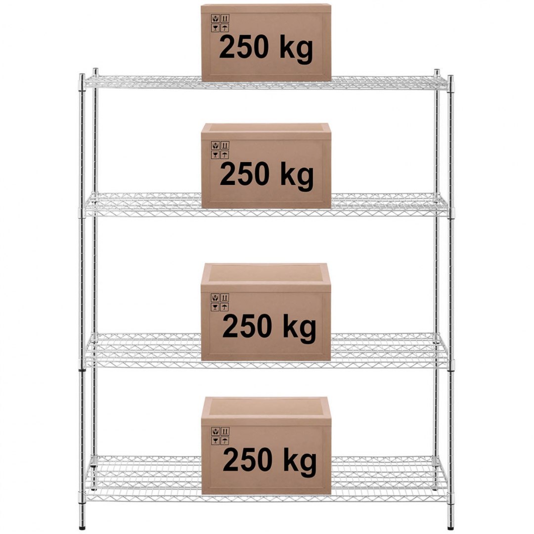 Regał metalowy magazynowy 4 półki druciane do 1 t 1000 kg 149x59x180 cm Royal Catering