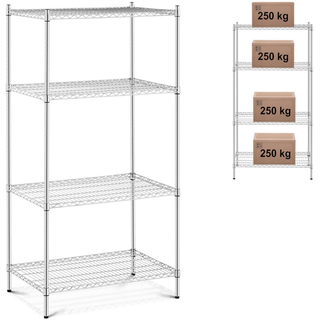 Regał metalowy warsztatowy 4 półki ażurowe do 1 t 1000 kg 89x59x180 cm Royal Catering Regał metalowy warsztatowy 4 półki ażurowe do 1 t 1000 kg 89x59x180 cm Royal Catering