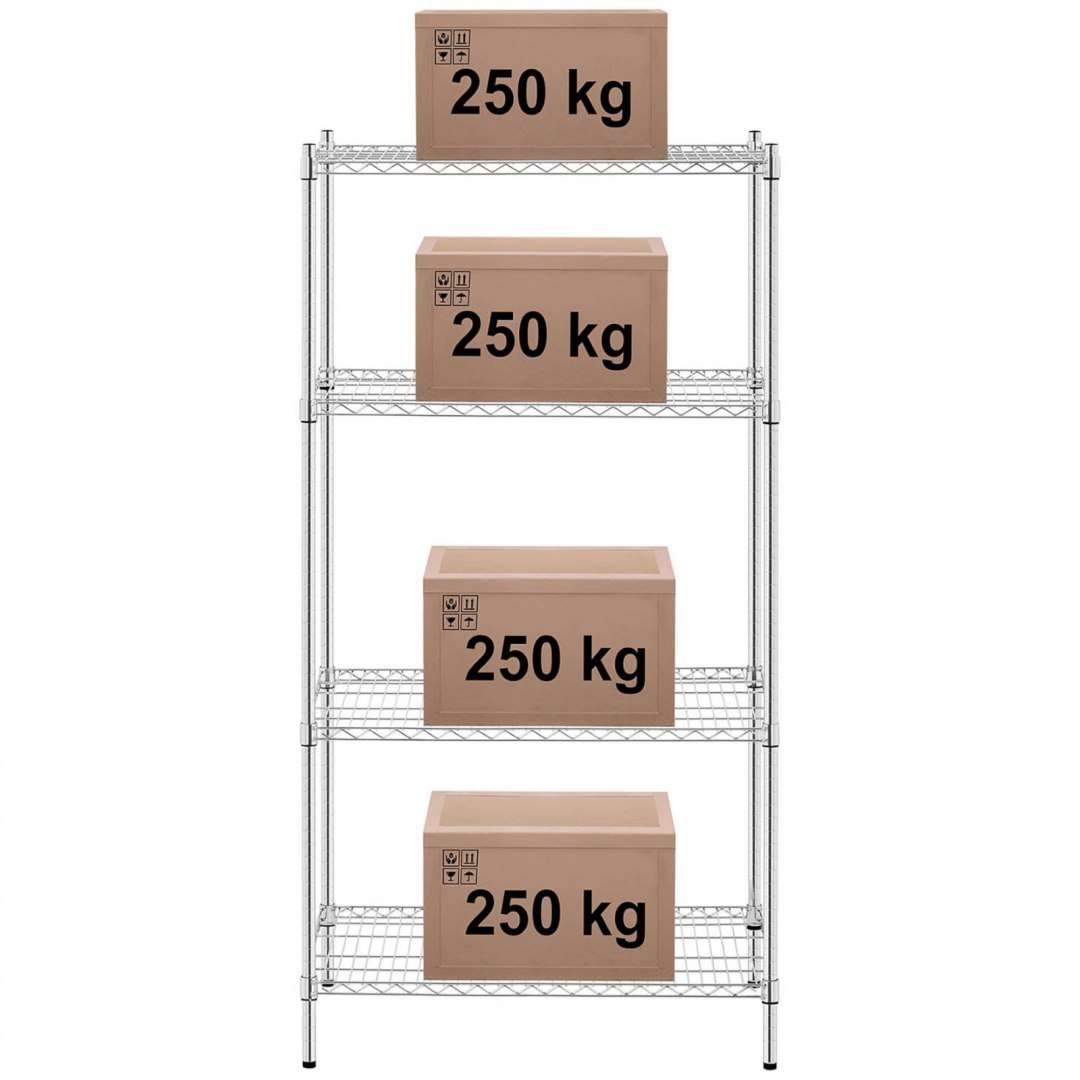 Regał metalowy warsztatowy 4 półki ażurowe do 1 t 1000 kg 89x59x180 cm Royal Catering Regał metalowy warsztatowy 4 półki ażurowe do 1 t 1000 kg 89x59x180 cm Royal Catering