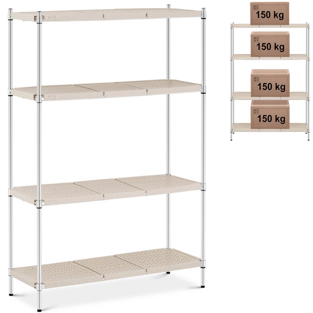 Regał metalowy warsztatowy 4 półki druciane z nakładkami do 600 kg 120x45x180 cm Royal Catering Regał metalowy warsztatowy 4 półki druciane z nakładkami do 600 kg 120x45x180 cm Royal Catering