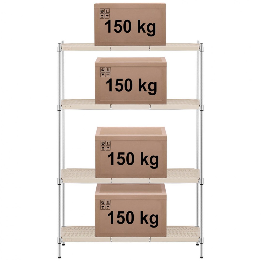 Regał metalowy warsztatowy 4 półki druciane z nakładkami do 600 kg 120x45x180 cm Royal Catering Regał metalowy warsztatowy 4 półki druciane z nakładkami do 600 kg 120x45x180 cm Royal Catering