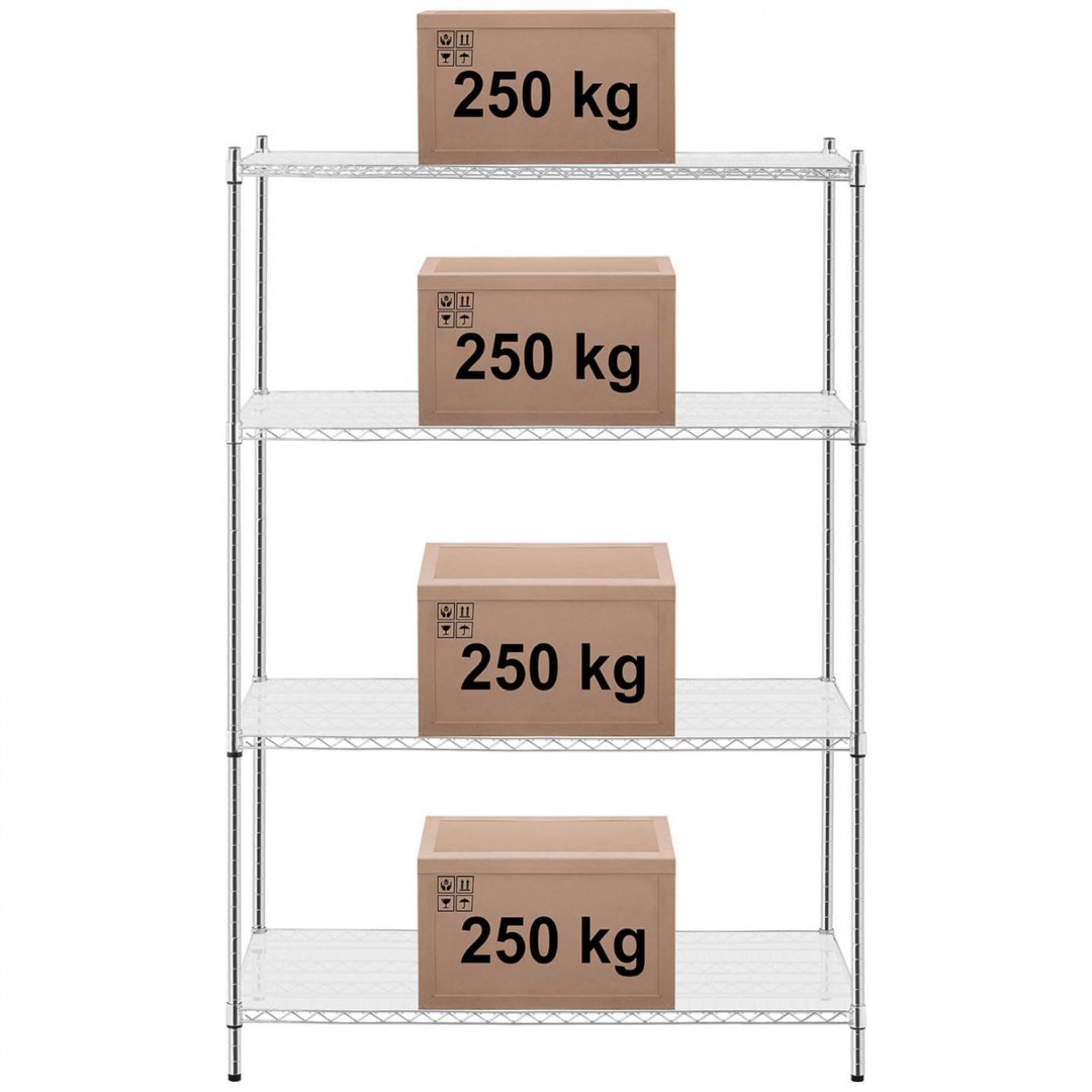 Regał warsztatowy druciany 4 półki + 4 maty do 1 t 1000 kg 120x60x180 cm Royal Catering Regał warsztatowy druciany 4 półki + 4 maty do 1 t 1000 kg 120x60x180 cm Royal Catering