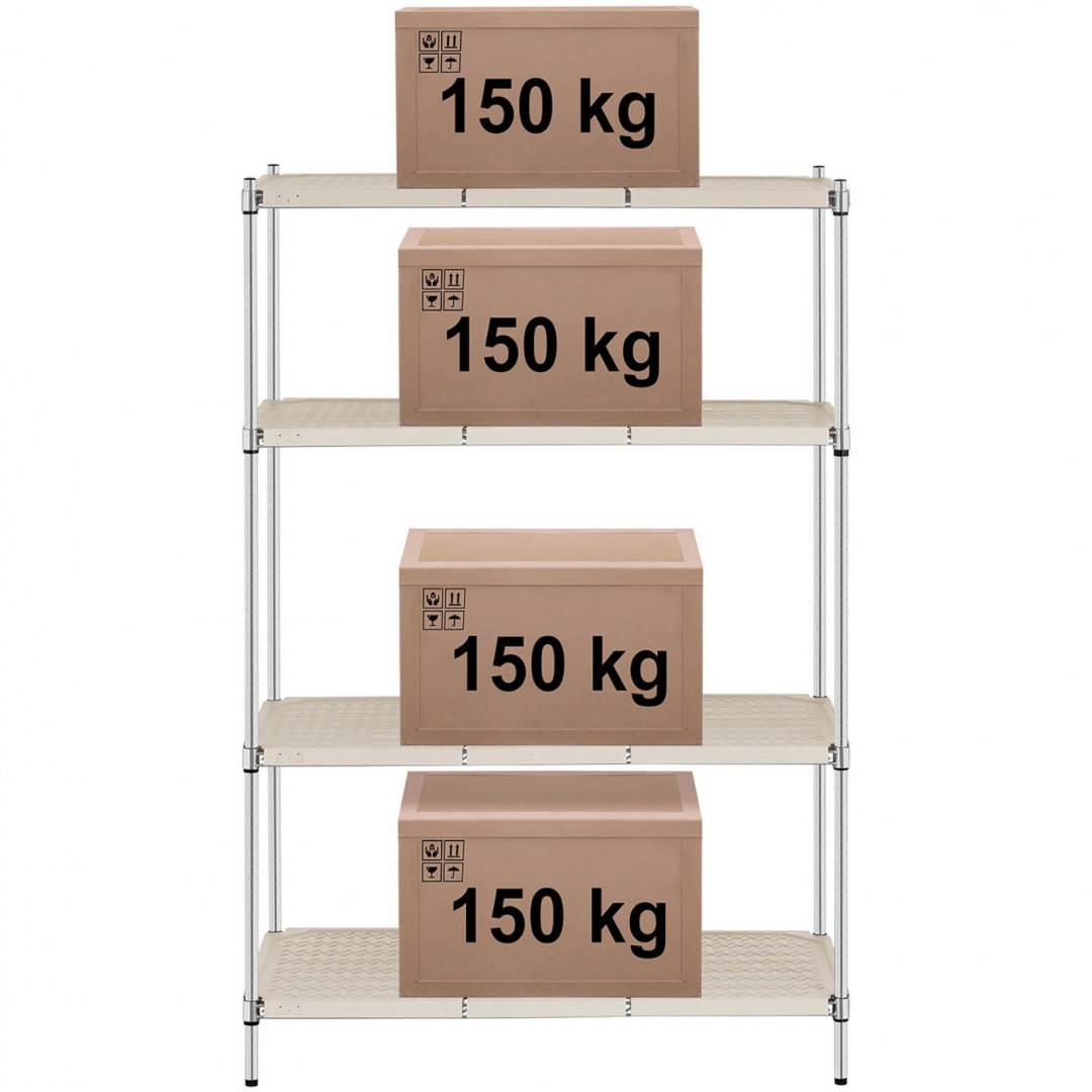 Regał warsztatowy druciany 4 półki z nakładkami do 600 kg 120x60x180 cm Royal Catering
