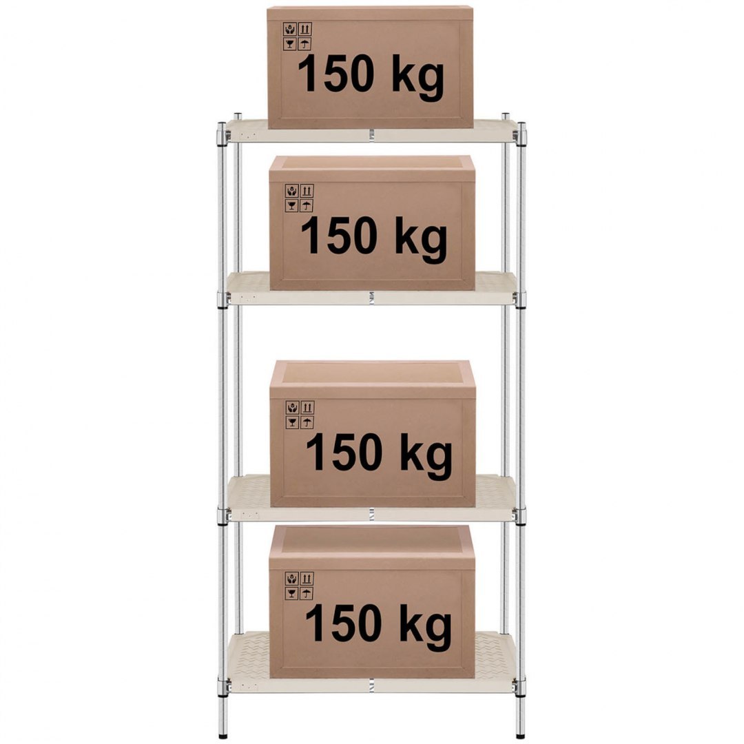 Regał warsztatowy druciany 4 półki z nakładkami do 600 kg 90x60x180 cm Royal Catering Regał warsztatowy druciany 4 półki z nakładkami do 600 kg 90x60x180 cm Royal Catering