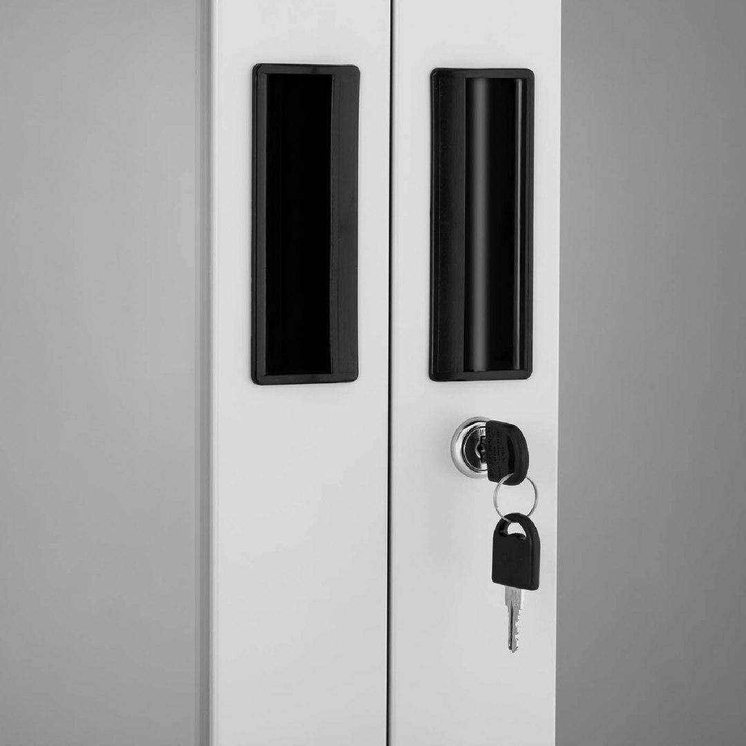 Szafa biurowa z przeszkleniem szufladami metalowa na akta dokumenty 40 x 90 x 180 cm FROMM&STARCK Szafa biurowa z przeszkleniem szufladami metalowa na akta dokumenty 40 x 90 x 180 cm FROMM&STARCK
