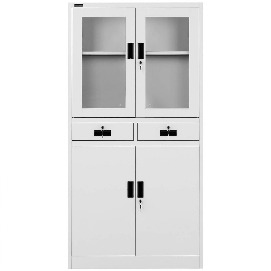 Szafa biurowa z przeszkleniem szufladami metalowa na akta dokumenty 40 x 90 x 180 cm FROMM&STARCK Szafa biurowa z przeszkleniem szufladami metalowa na akta dokumenty 40 x 90 x 180 cm FROMM&STARCK
