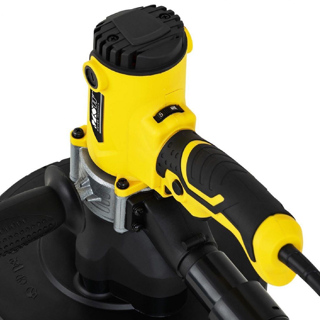 Szlifierka do tynków gładzi gipsu bezpyłowa z odkurzaczem + trójkątna tarcza 850 W śr. 225 mm MSW Szlifierka do tynków gładzi gipsu bezpyłowa z odkurzaczem + trójkątna tarcza 850 W śr. 225 mm MSW