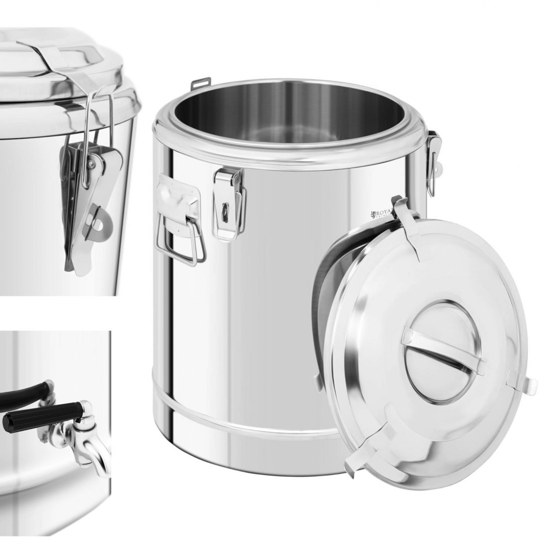 Termos cateringowy z kranem do transportu napojów stalowy 30L Royal Catering Termos cateringowy z kranem do transportu napojów stalowy 30L Royal Catering
