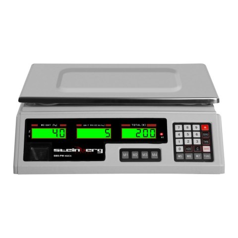 Waga sklepowa kontrolna 339x233mm zasilacz + akumulator 40kg / 2g - biała Steinberg Systems Waga sklepowa kontrolna 339x233mm zasilacz + akumulator 40kg / 2g - biała Steinberg Systems