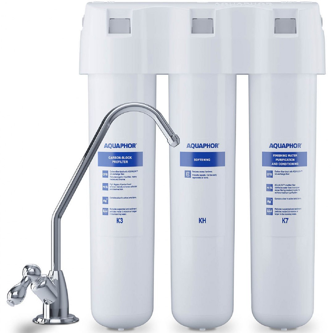 Filtr podzlewowy do uzdatniania wody z kranem K3 KH K7 - zestaw 3 szt. AQUAPHOR Filtr podzlewowy do uzdatniania wody z kranem K3 KH K7 - zestaw 3 szt. AQUAPHOR