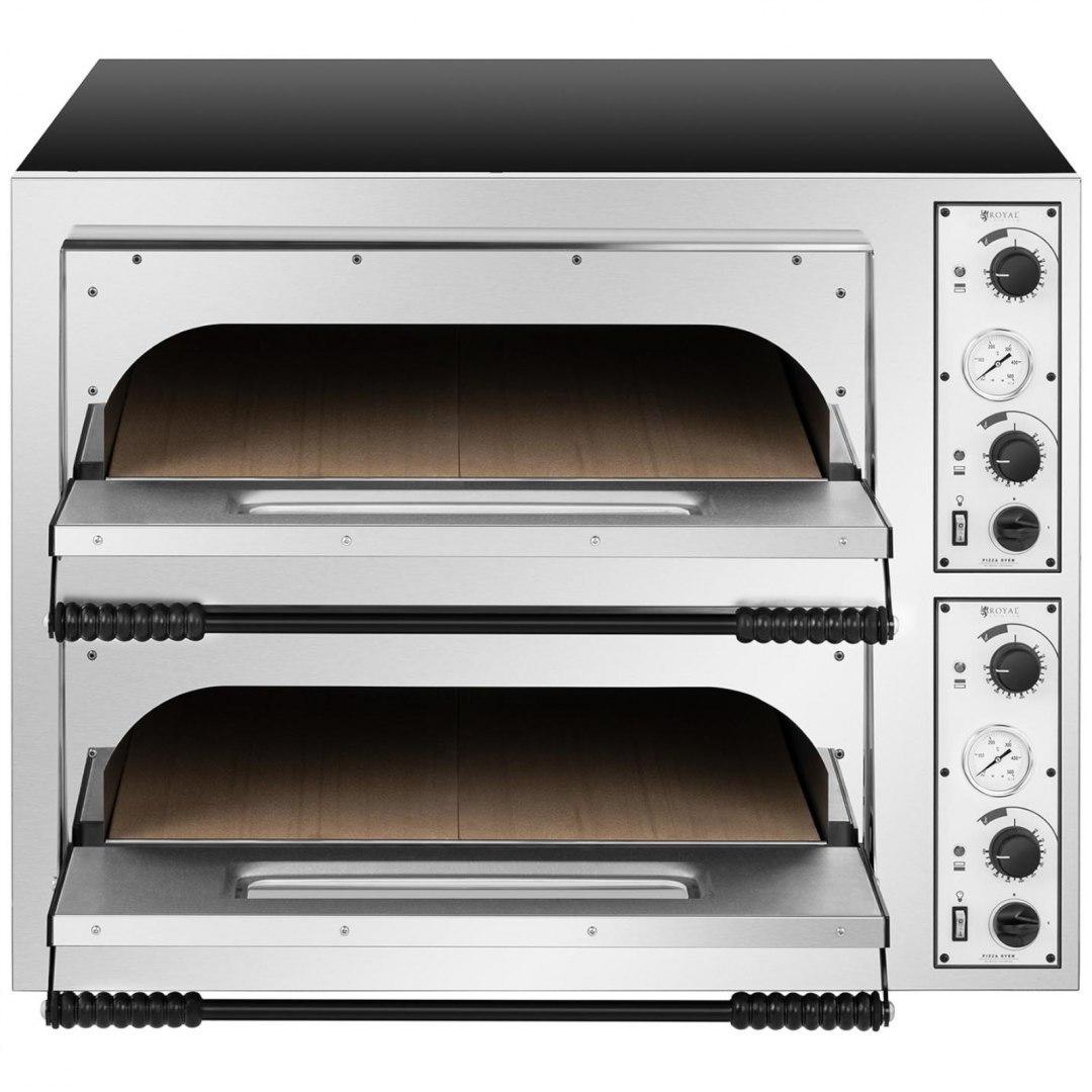 Profesjonalny piec do pizzy elektryczny dwukomorowy 8 pizz śr. 32 cm 400 V 9400 W ITALY Royal Catering Profesjonalny piec do pizzy elektryczny dwukomorowy 8 pizz śr. 32 cm 400 V 9400 W ITALY Royal Catering