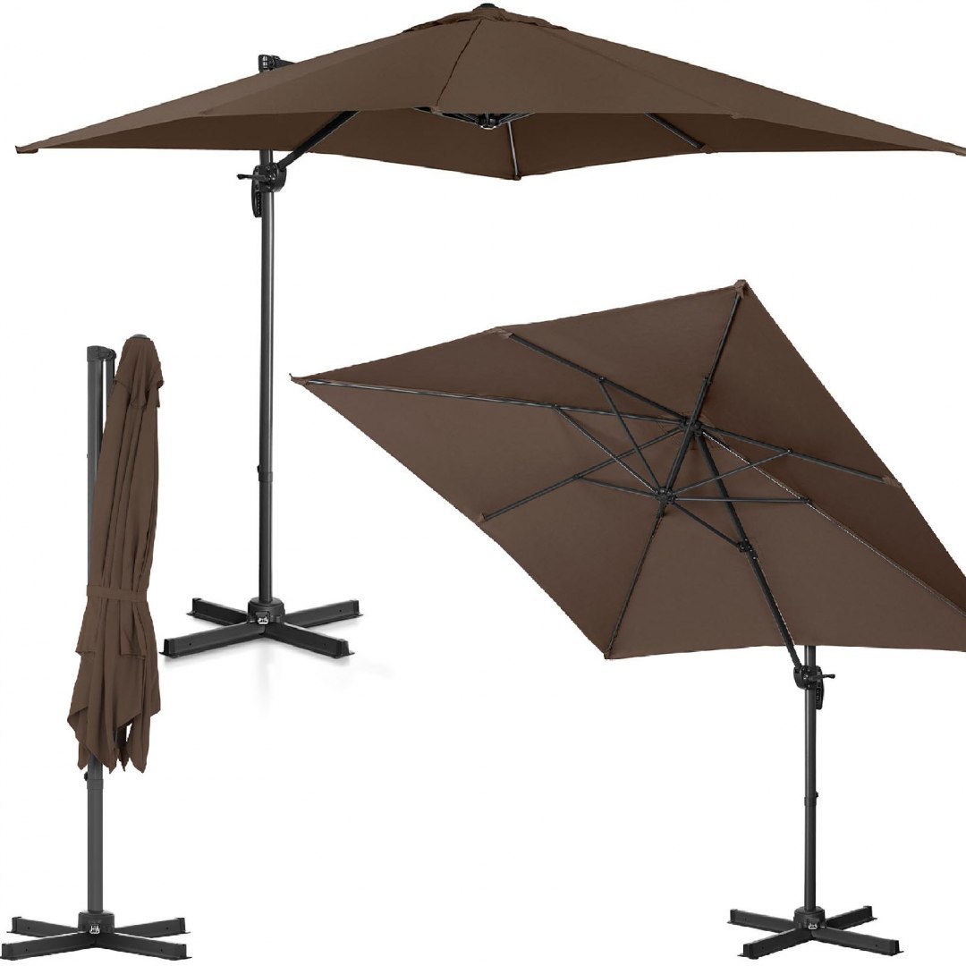 Parasol ogrodowy boczny na wysięgniku kwadratowy 250 x 250 cm brązowy UNIPRODO Parasol ogrodowy boczny na wysięgniku kwadratowy 250 x 250 cm brązowy UNIPRODO