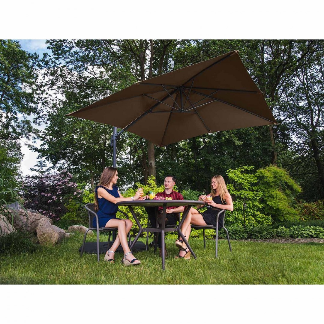 Parasol ogrodowy boczny na wysięgniku kwadratowy 250 x 250 cm brązowy UNIPRODO Parasol ogrodowy boczny na wysięgniku kwadratowy 250 x 250 cm brązowy UNIPRODO