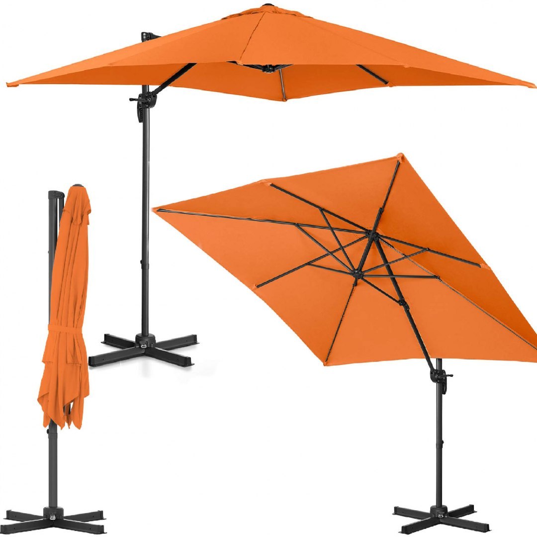 Parasol ogrodowy boczny na wysięgniku kwadratowy 250 x 250 cm pomarańczowy UNIPRODO Parasol ogrodowy boczny na wysięgniku kwadratowy 250 x 250 cm pomarańczowy UNIPRODO