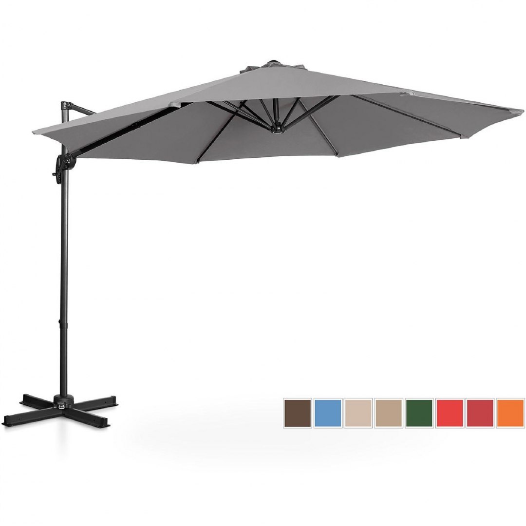 Parasol ogrodowy boczny na wysięgniku okrągły śr. 300 cm ciemnoszary UNIPRODO Parasol ogrodowy boczny na wysięgniku okrągły śr. 300 cm ciemnoszary UNIPRODO