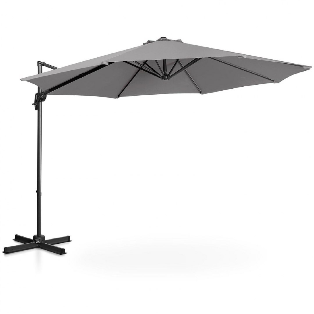 Parasol ogrodowy boczny na wysięgniku okrągły śr. 300 cm ciemnoszary UNIPRODO Parasol ogrodowy boczny na wysięgniku okrągły śr. 300 cm ciemnoszary UNIPRODO
