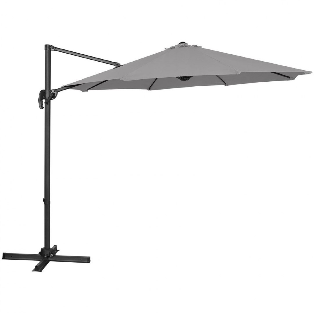 Parasol ogrodowy boczny na wysięgniku okrągły śr. 300 cm ciemnoszary UNIPRODO Parasol ogrodowy boczny na wysięgniku okrągły śr. 300 cm ciemnoszary UNIPRODO