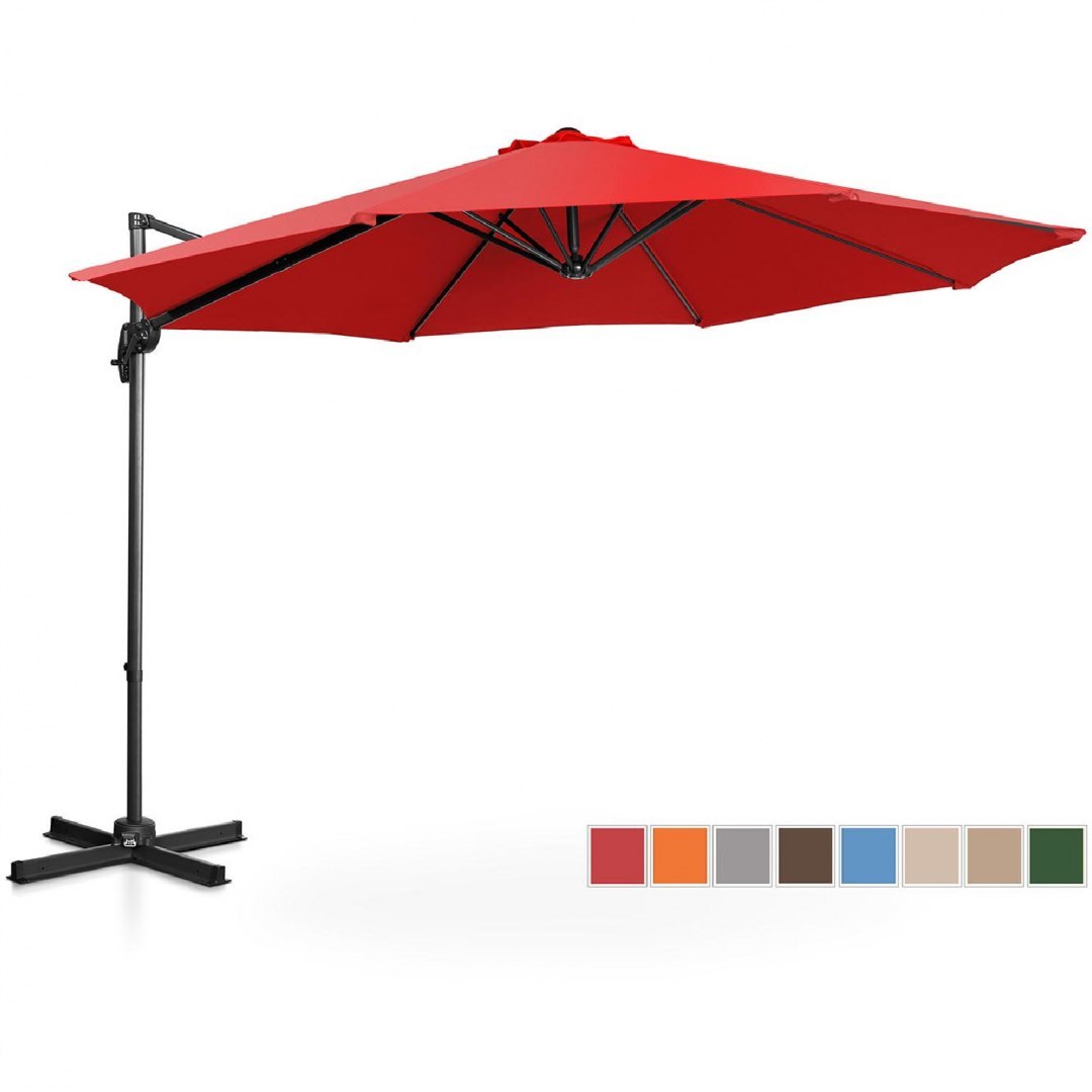 Parasol ogrodowy boczny na wysięgniku okrągły śr. 300 cm czerwony UNIPRODO Parasol ogrodowy boczny na wysięgniku okrągły śr. 300 cm czerwony UNIPRODO