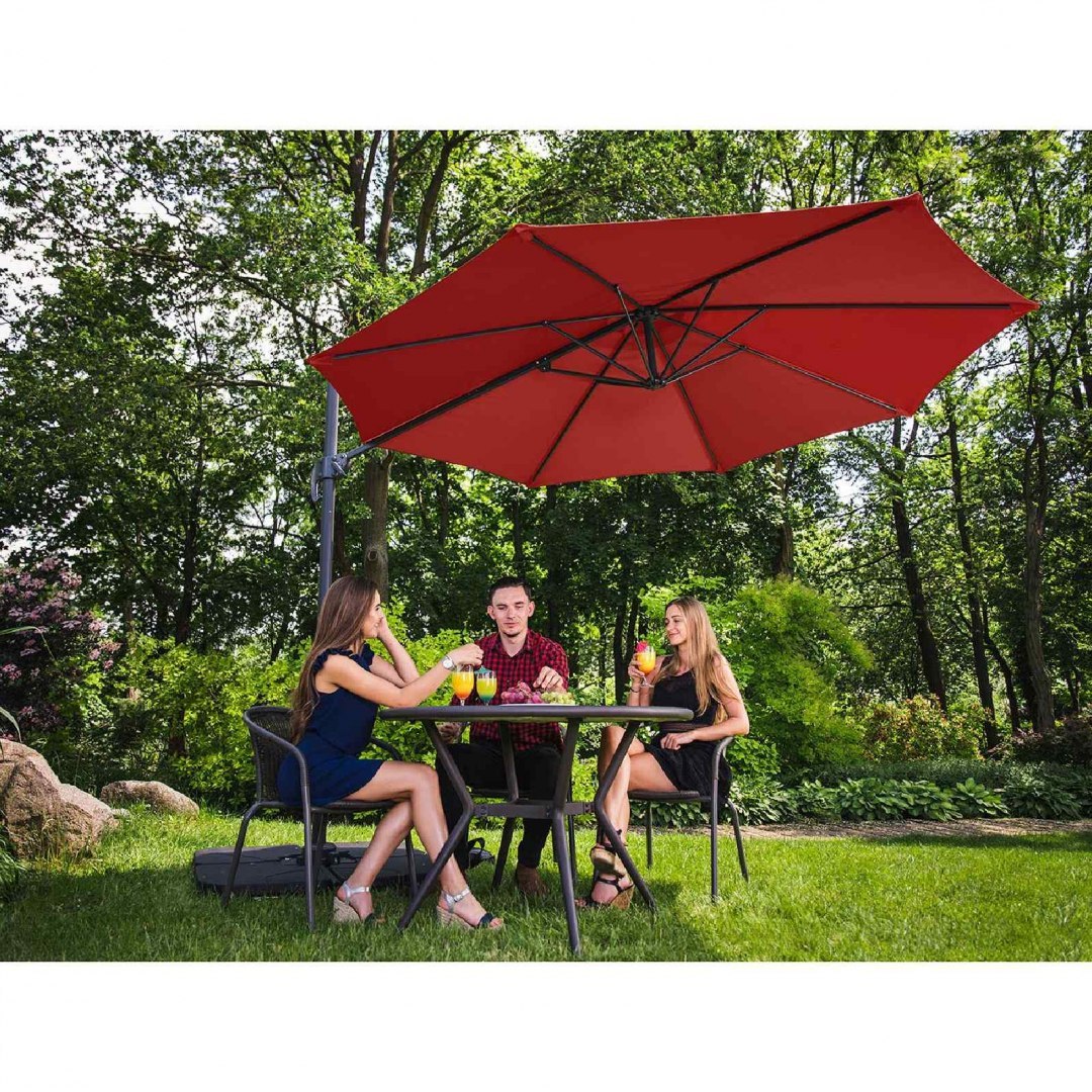 Parasol ogrodowy boczny na wysięgniku okrągły śr. 300 cm czerwony UNIPRODO Parasol ogrodowy boczny na wysięgniku okrągły śr. 300 cm czerwony UNIPRODO