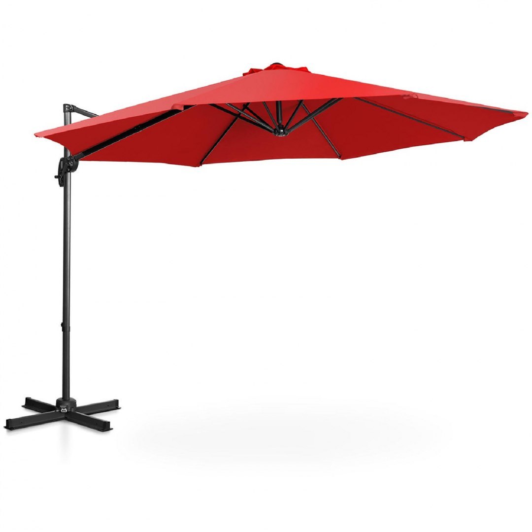 Parasol ogrodowy boczny na wysięgniku okrągły śr. 300 cm czerwony UNIPRODO Parasol ogrodowy boczny na wysięgniku okrągły śr. 300 cm czerwony UNIPRODO