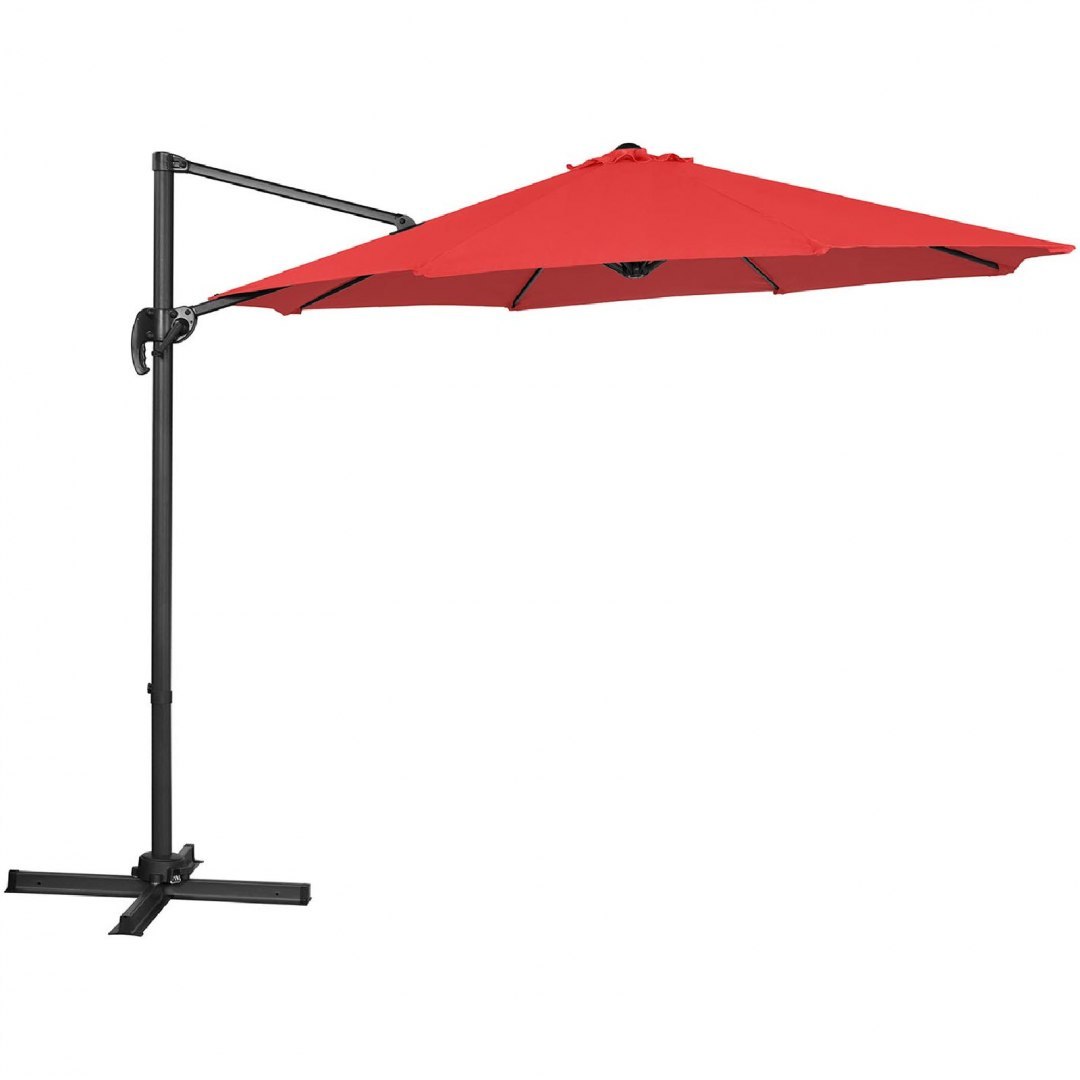 Parasol ogrodowy boczny na wysięgniku okrągły śr. 300 cm czerwony UNIPRODO Parasol ogrodowy boczny na wysięgniku okrągły śr. 300 cm czerwony UNIPRODO