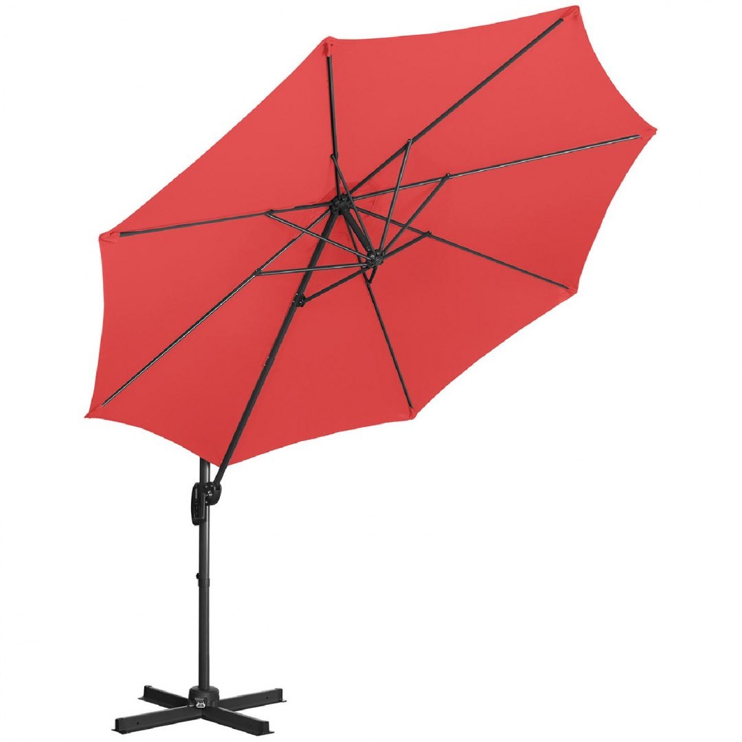Parasol ogrodowy boczny na wysięgniku okrągły śr. 300 cm czerwony UNIPRODO Parasol ogrodowy boczny na wysięgniku okrągły śr. 300 cm czerwony UNIPRODO