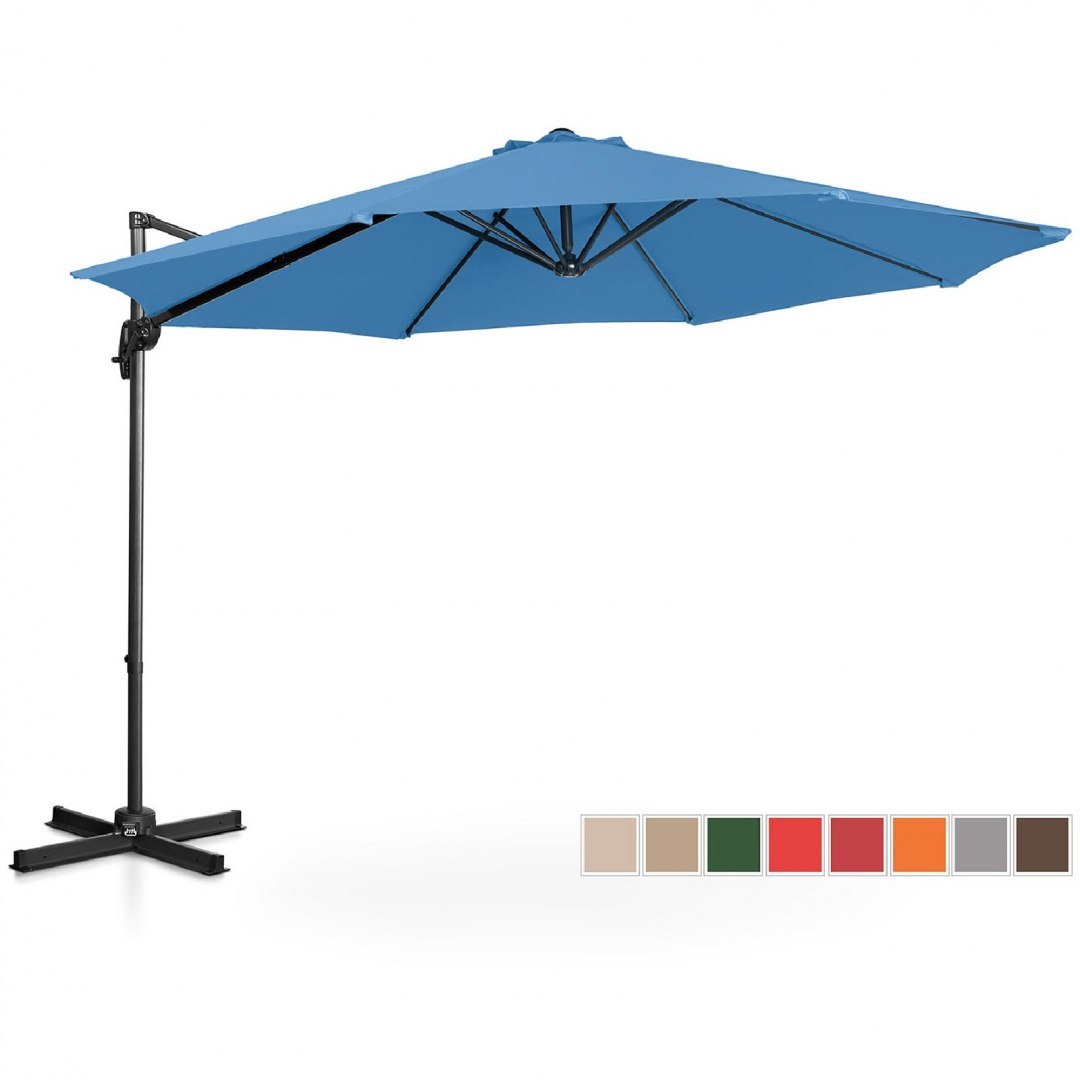Parasol ogrodowy boczny na wysięgniku okrągły śr. 300 cm niebieski UNIPRODO Parasol ogrodowy boczny na wysięgniku okrągły śr. 300 cm niebieski UNIPRODO