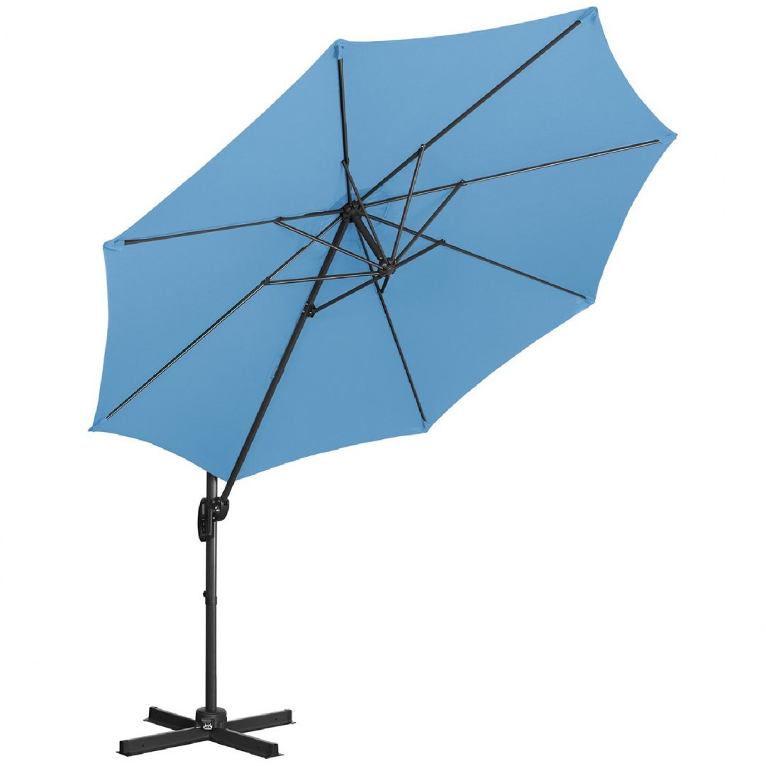 Parasol ogrodowy boczny na wysięgniku okrągły śr. 300 cm niebieski UNIPRODO Parasol ogrodowy boczny na wysięgniku okrągły śr. 300 cm niebieski UNIPRODO