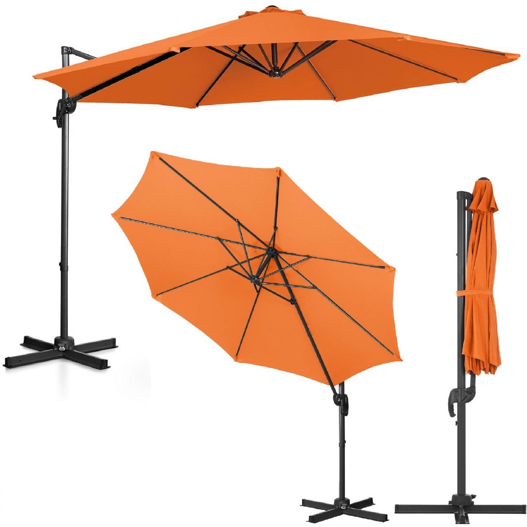 Parasol ogrodowy boczny na wysięgniku okrągły śr. 300 cm pomarańczowy UNIPRODO Parasol ogrodowy boczny na wysięgniku okrągły śr. 300 cm pomarańczowy UNIPRODO