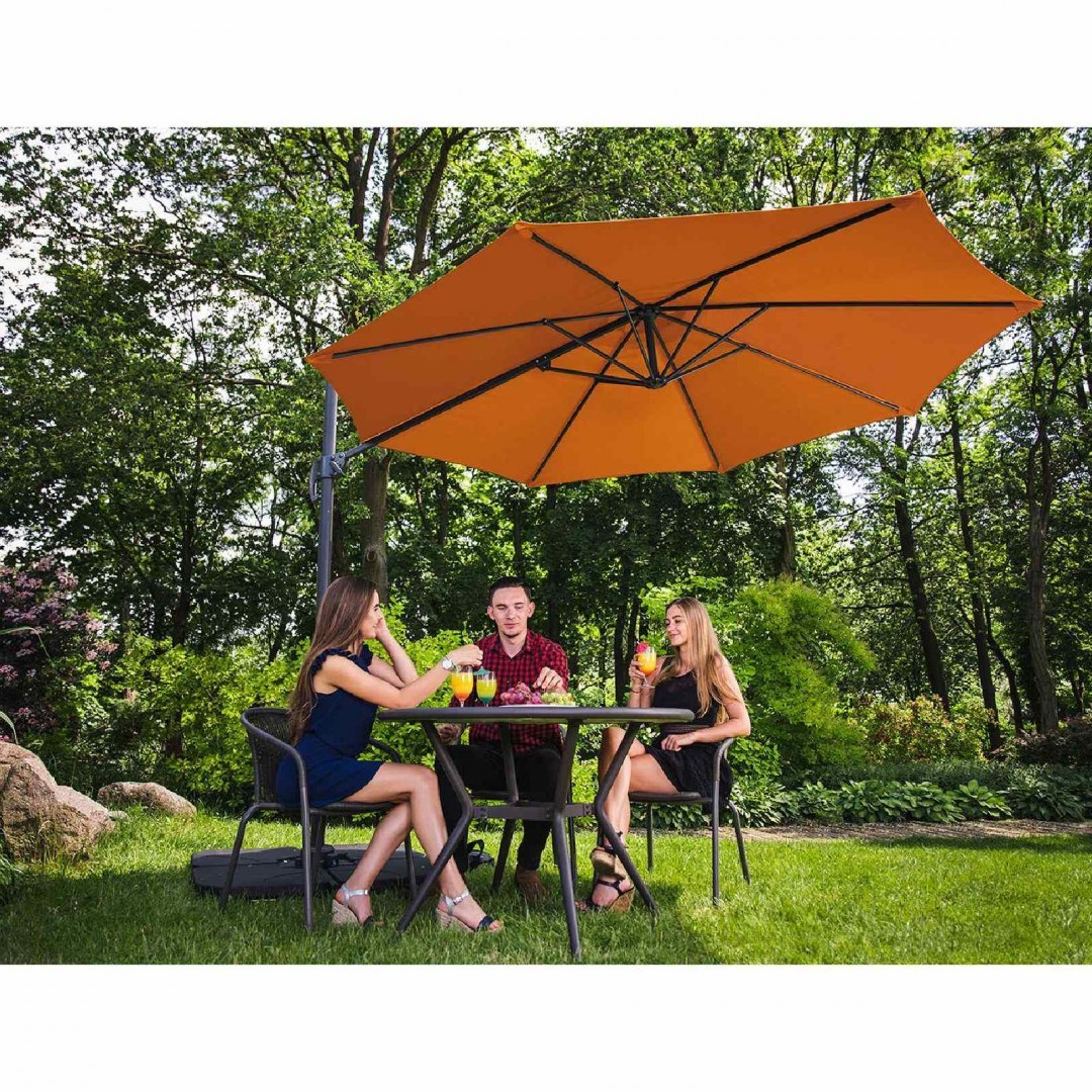Parasol ogrodowy boczny na wysięgniku okrągły śr. 300 cm pomarańczowy UNIPRODO Parasol ogrodowy boczny na wysięgniku okrągły śr. 300 cm pomarańczowy UNIPRODO